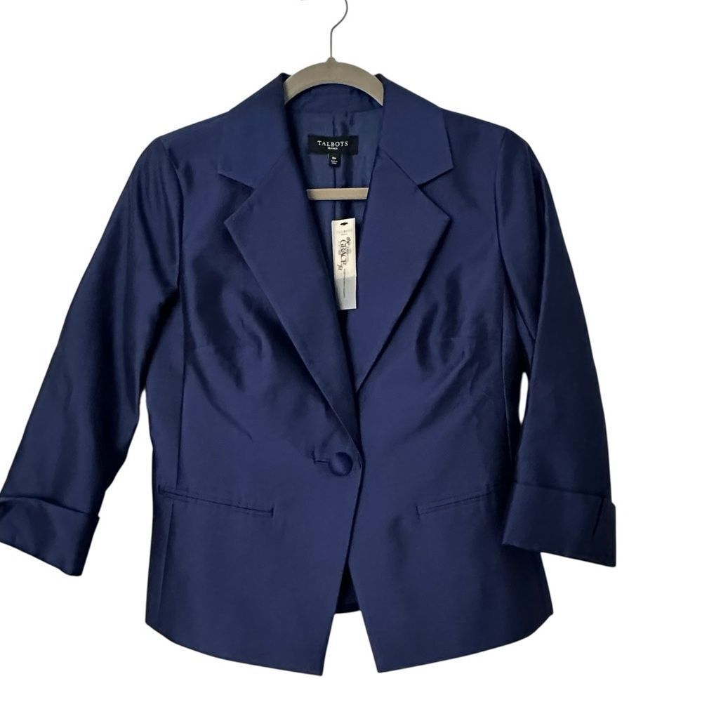 Talbots Navy Blue Silk The Grace Fit Blazer | 8P